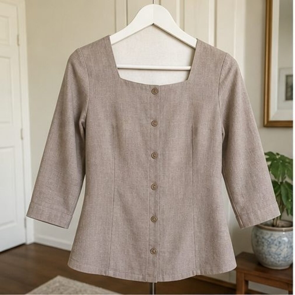 Taupe Button Blouse